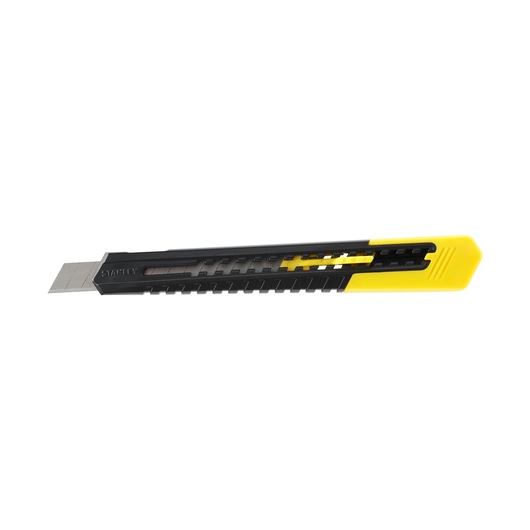 Stanley utility knife with a segmented blade, black and yellow handle, for precision cutting tasks.