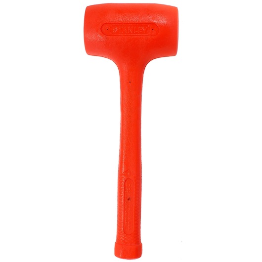 STANLEY 1-57-534 bright orange dead blow hammer, photographed from the front on a white background.