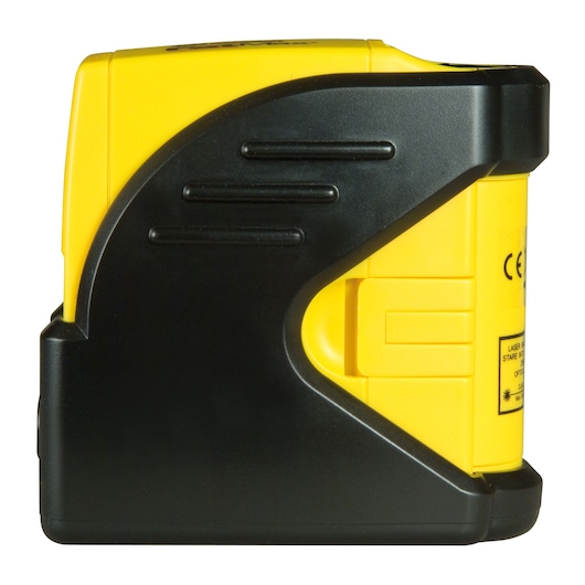 Yellow and black Stanley laser level tool with a compact, angled design.