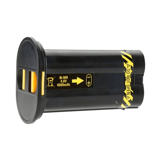 Stanley Ni-MH 4.8V 4000mAh rechargeable battery with warning label and yellow accents.