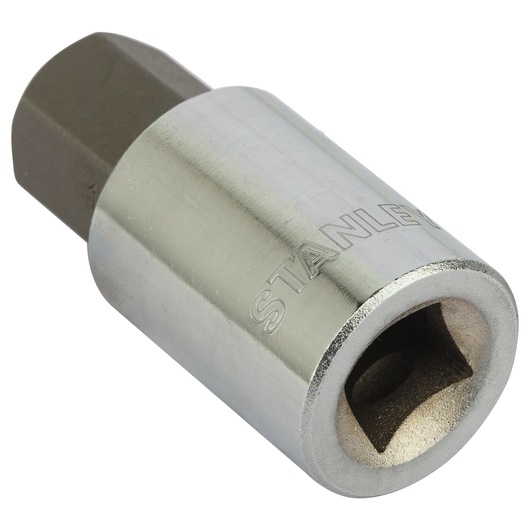 STANLEY 1-89-099 chrome hex bit socket, product close-up on white background.