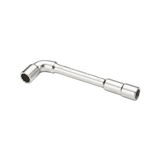 STANLEY 2-86-689 chrome L-shaped socket wrench, tool category, side angle, white background.
