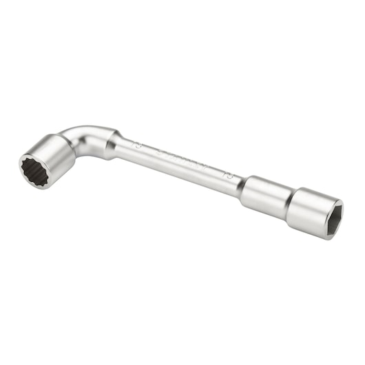 STANLEY 2-86-695 L-shaped socket wrench, silver finish, side view on white background.