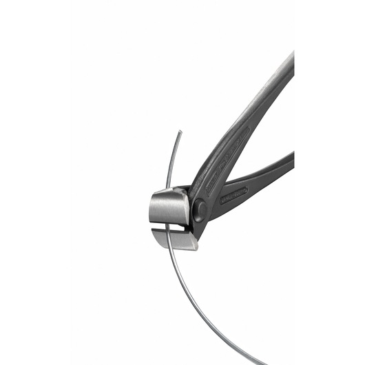 STANLEY 4-95-098 steel wire cutter pliers, close-up photo on white background, cutting metal wire.