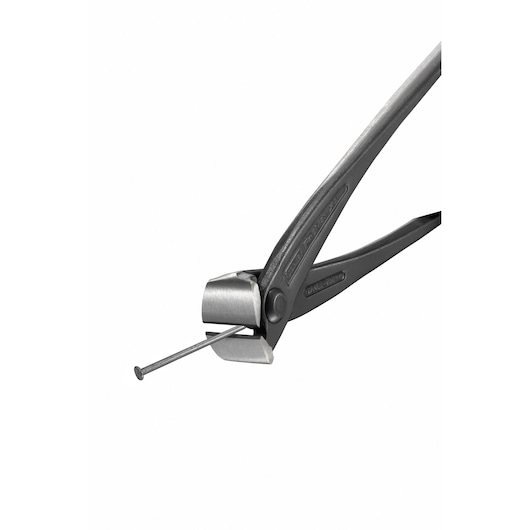STANLEY 4-95-098 end cutting pliers holding a nail, product close-up on white background