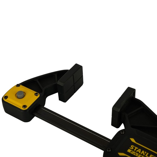 STANLEY FMHT0-83235 bar clamp in black and yellow, close-up on white background