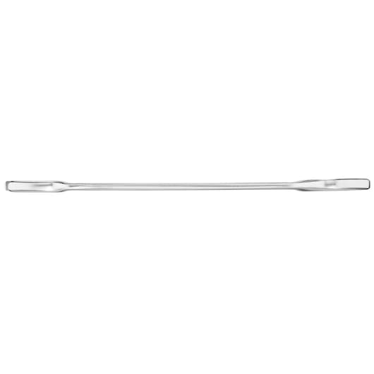 STANLEY FMMT13073-0 flat chrome pry bar, straight-on angle, silver metallic finish.