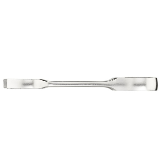 STANLEY FMMT13115-0 double-ended flat pry bar, silver metal, photography, side view on white background.