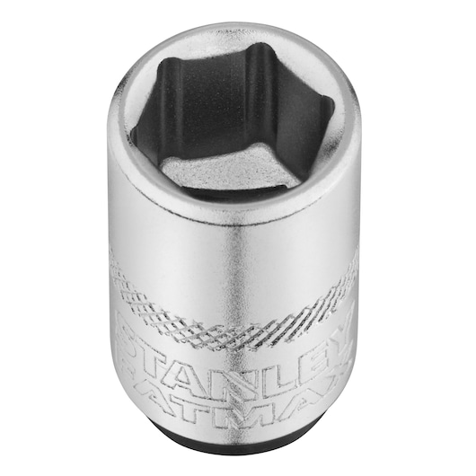 STANLEY FMMT17196-0 chrome socket, photography, front angle on white background.