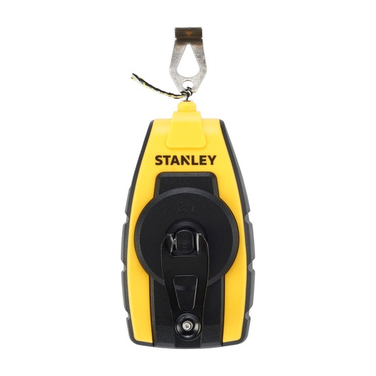 STANLEY STHT0-47147 yellow and black chalk line reel front view on white background.