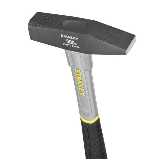 STANLEY STHT0-51908 black and yellow club hammer, 500g, front angle on white background.