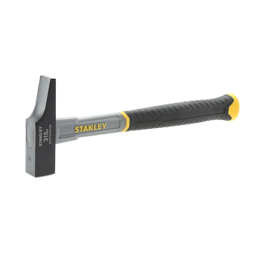 Stanley hammer STHT0-54159 with black and yellow handle and flat head, shown on white background.