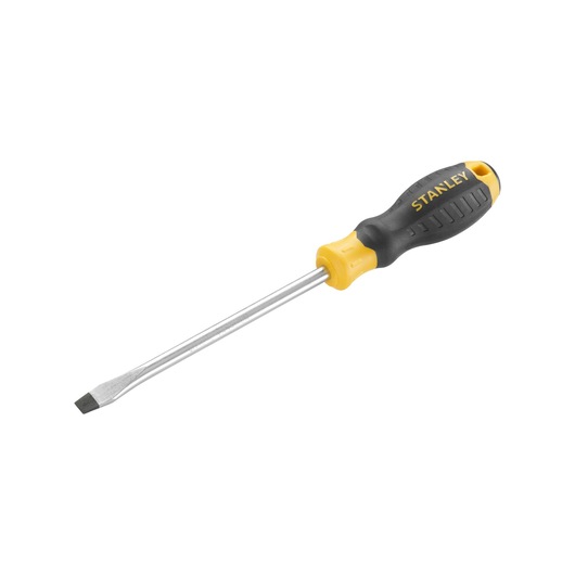 STANLEY STHT16149-0 slotted screwdriver with yellow and black handle, photography on white background.