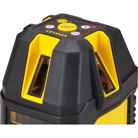 Photo of STANLEY STHT77514-1 yellow and black laser level, angled top view.