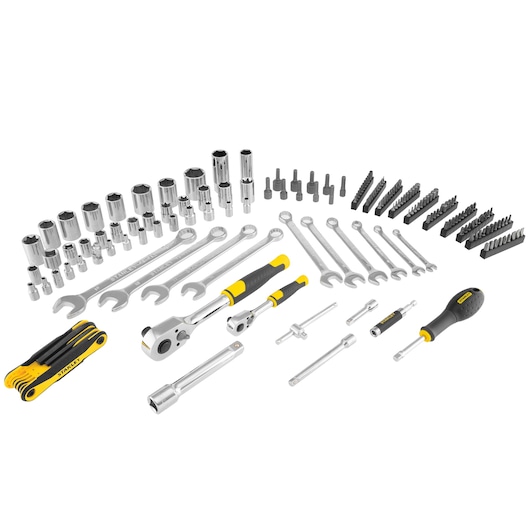 STANLEY® 1/4" and 1/2"" 72 Tooth Ratchets and Socket Set with accessories (175 pieces)