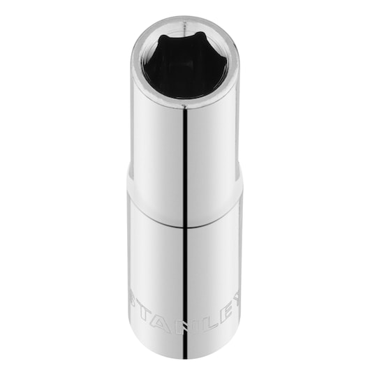 STANLEY STMT86095-0 chrome socket, tool category, front angle on white background.