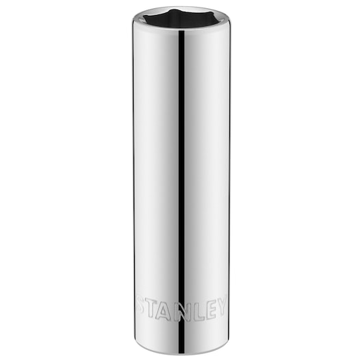 Photo of STANLEY STMT86098-0 chrome deep socket, tool category, front angle on white background.