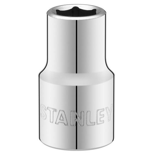 STANLEY STMT86511-0 chrome socket, tool accessory, frontal angle on white background.