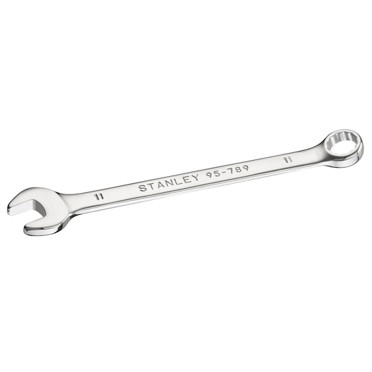 STANLEY STMT95789-0 combination wrench, silver chrome, 11mm size, product angled on white background.