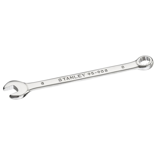 STANLEY STMT95908-0 chrome combination wrench, 8mm, photography, angled view on white background.