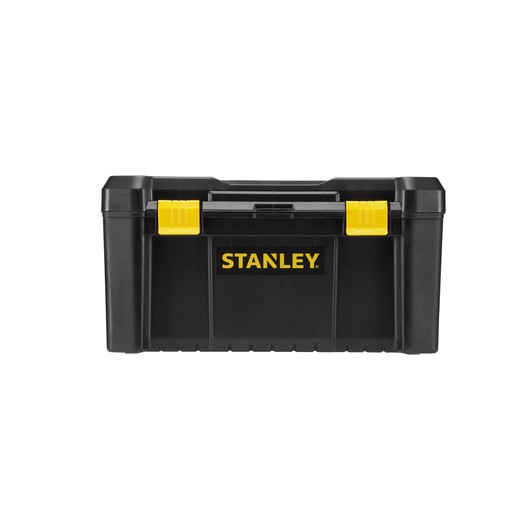 STANLEY STST1-75520 black toolbox with yellow latches, front view, photography product category.